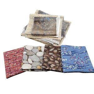 Rocks Bricks Mosaic Fat Quarters and Fabric Scraps Cotton Fabric Bundle 13 oz